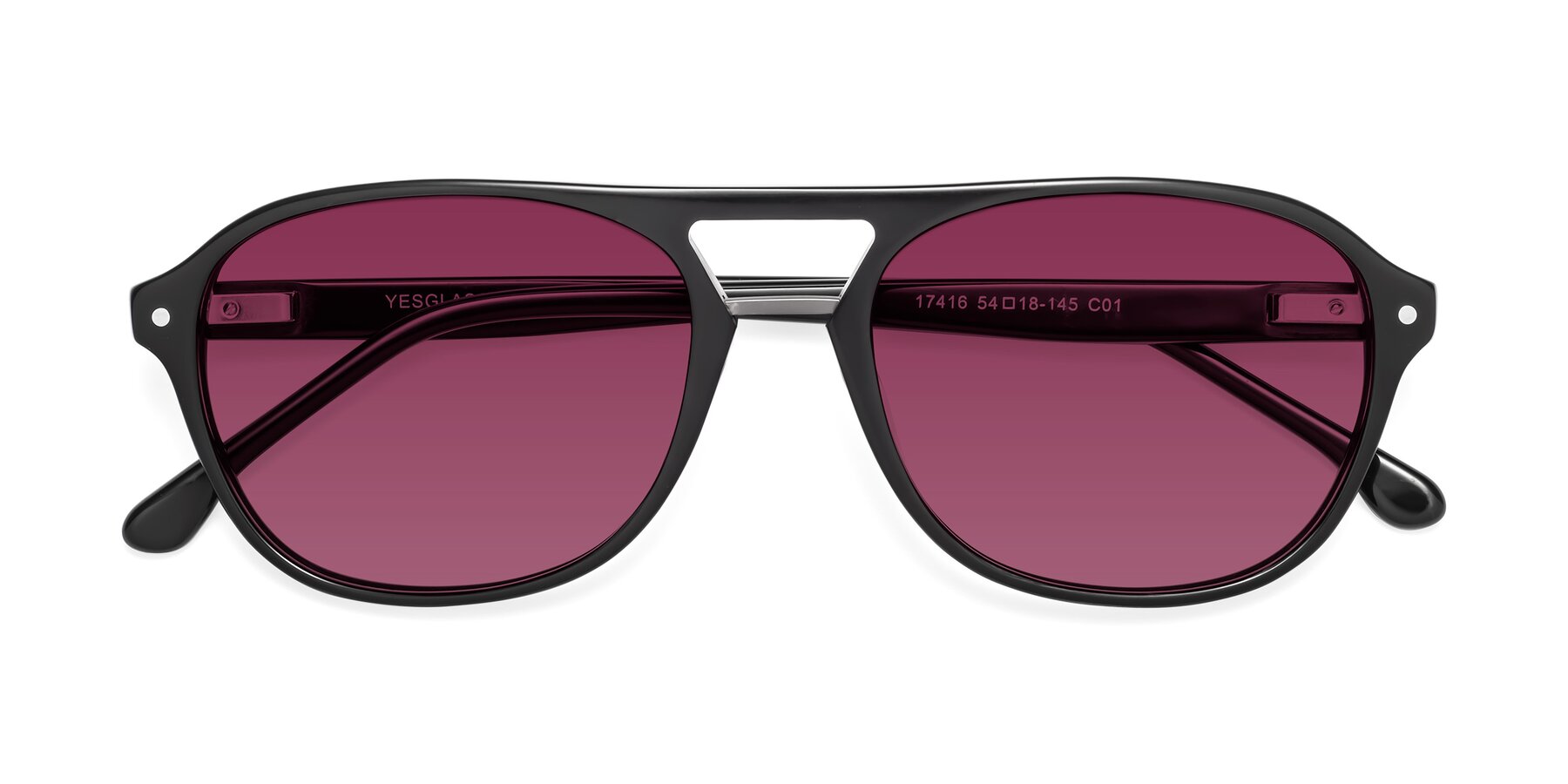 Folded Front of 17416 in Black with Wine Tinted Lenses