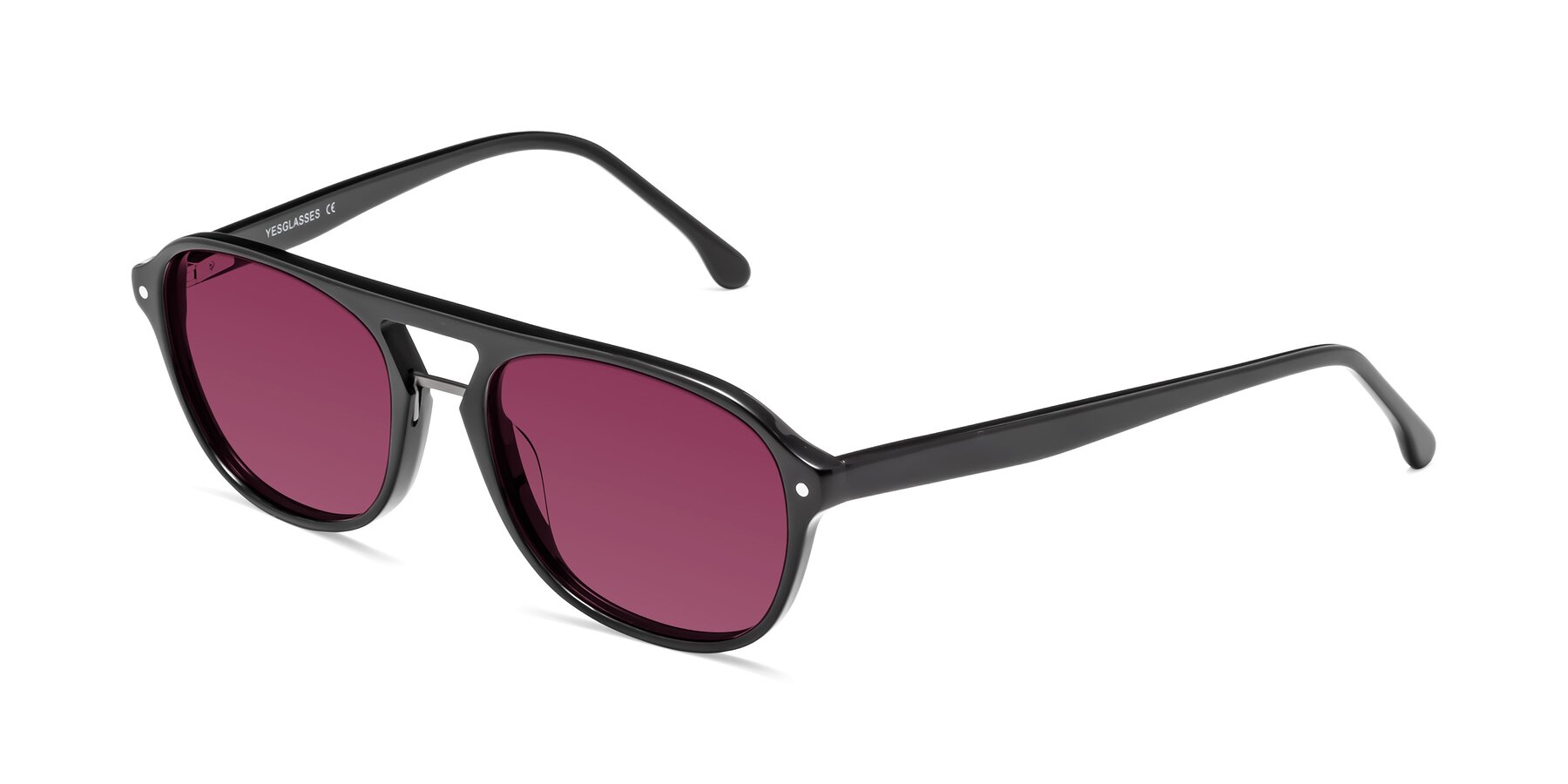 Angle of 17416 in Black with Wine Tinted Lenses