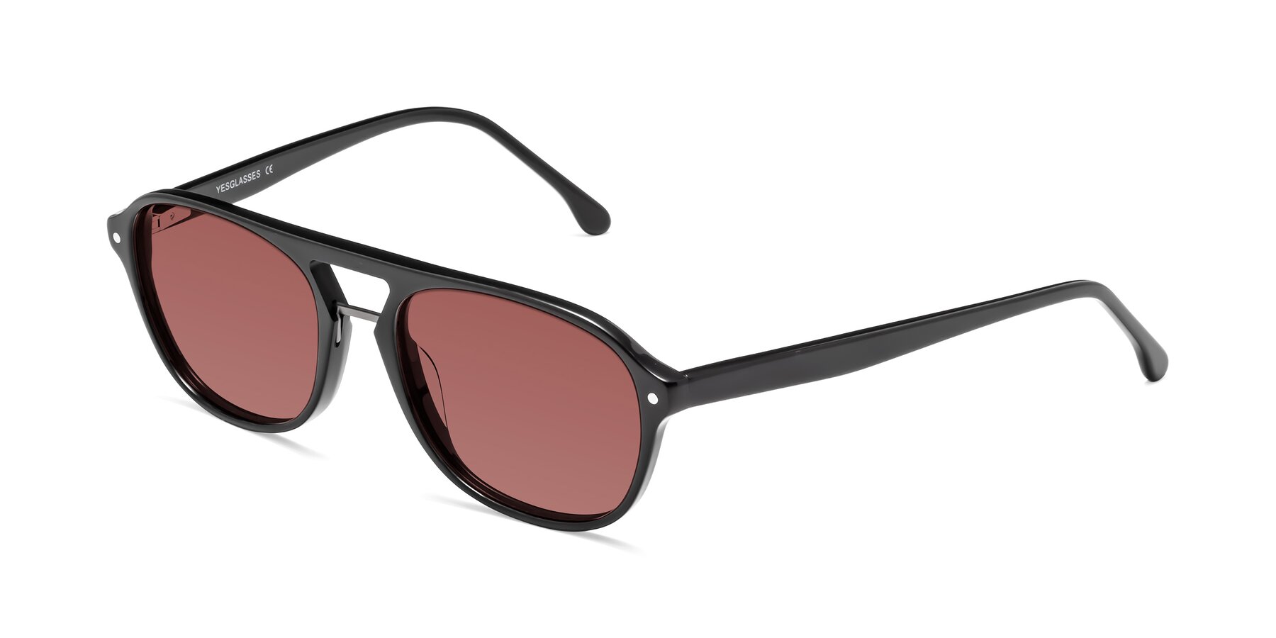 Angle of 17416 in Black with Garnet Tinted Lenses