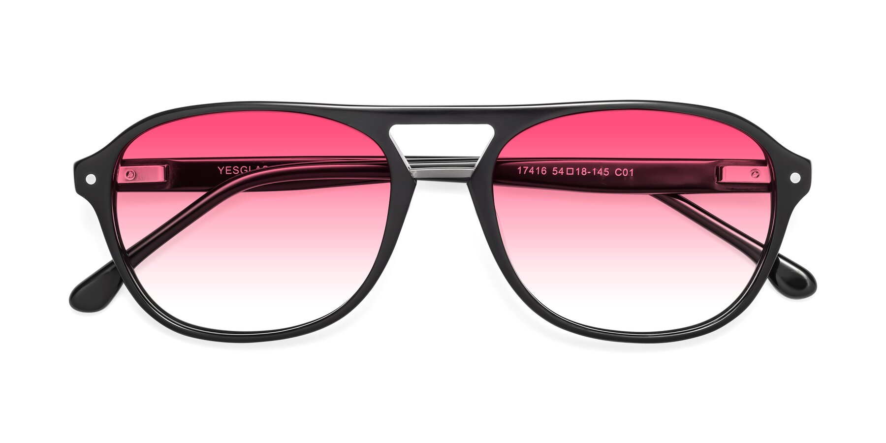 Folded Front of 17416 in Black with Pink Gradient Lenses