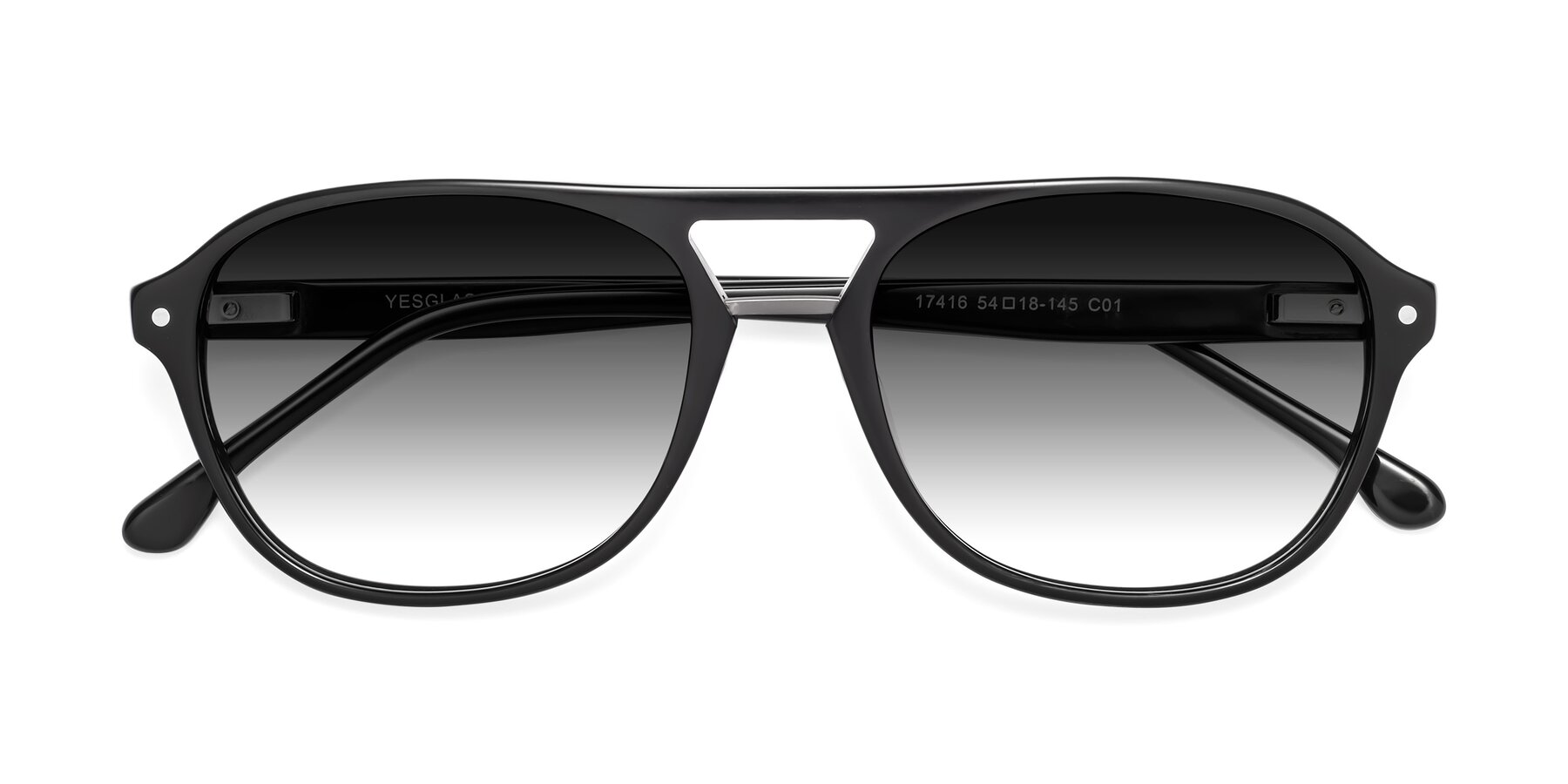 Folded Front of 17416 in Black with Gray Gradient Lenses