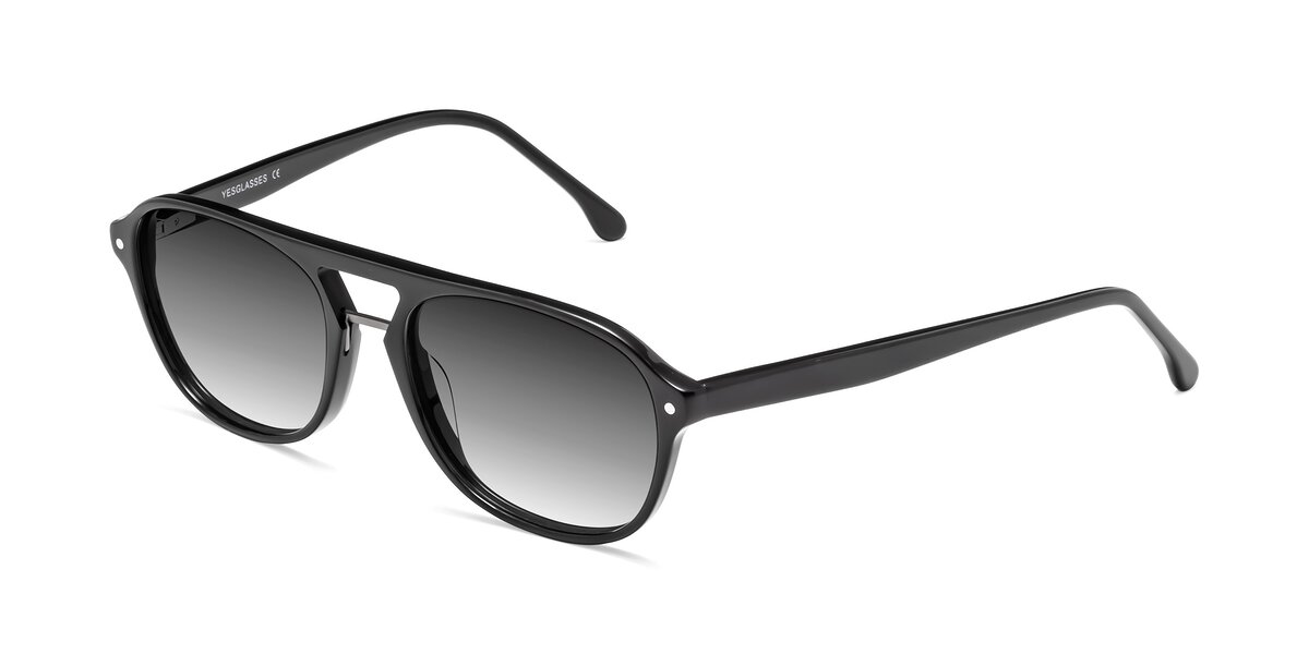 Black Grandpa Acetate Aviator Gradient Sunglasses with Gray Sunwear ...