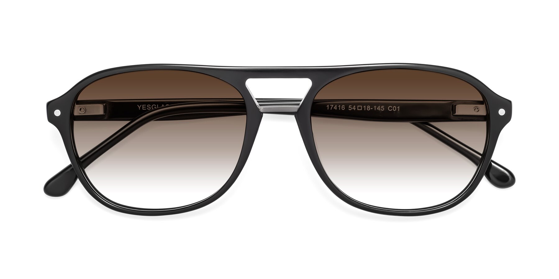 Folded Front of 17416 in Black with Brown Gradient Lenses