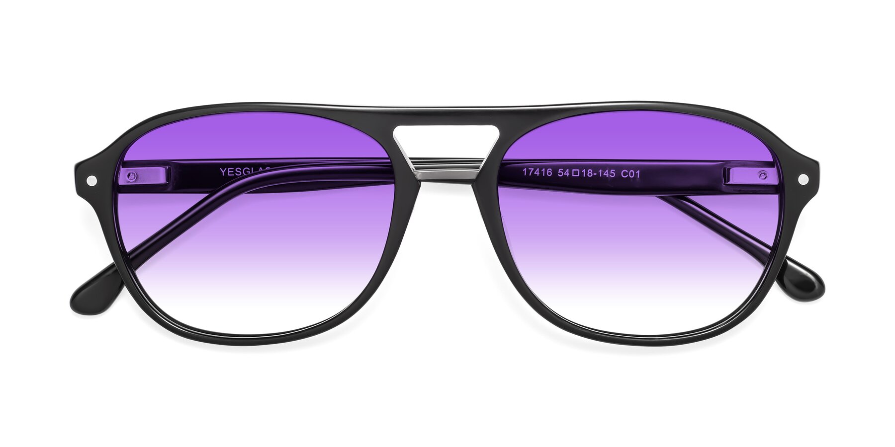 Folded Front of 17416 in Black with Purple Gradient Lenses