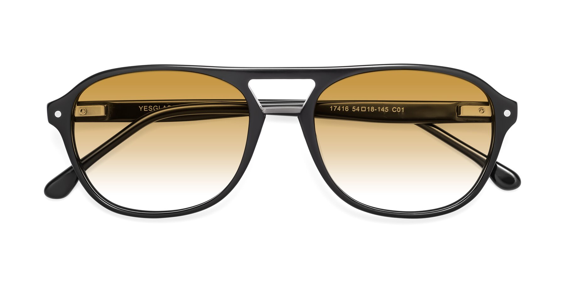 Folded Front of 17416 in Black with Champagne Gradient Lenses