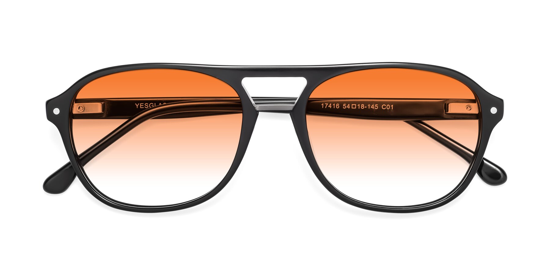 Folded Front of 17416 in Black with Orange Gradient Lenses