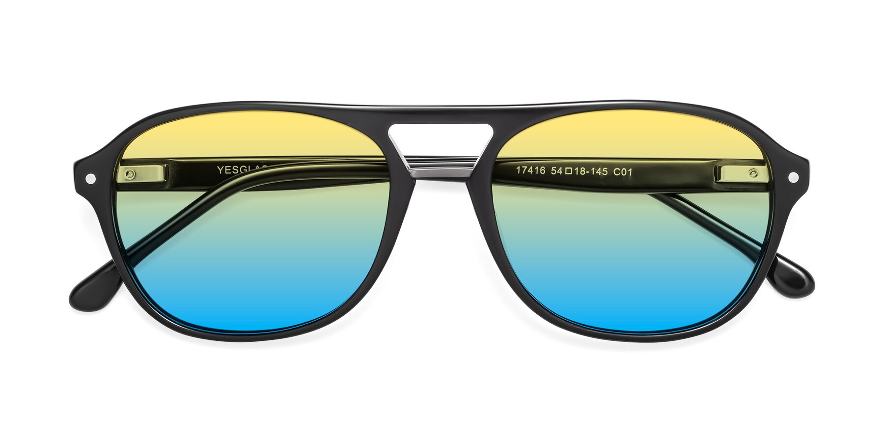Folded Front of 17416 in Black with Yellow / Blue Gradient Lenses