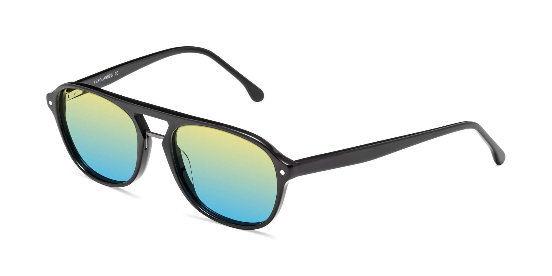 Angle of 17416 in Black with Yellow / Blue Gradient Lenses