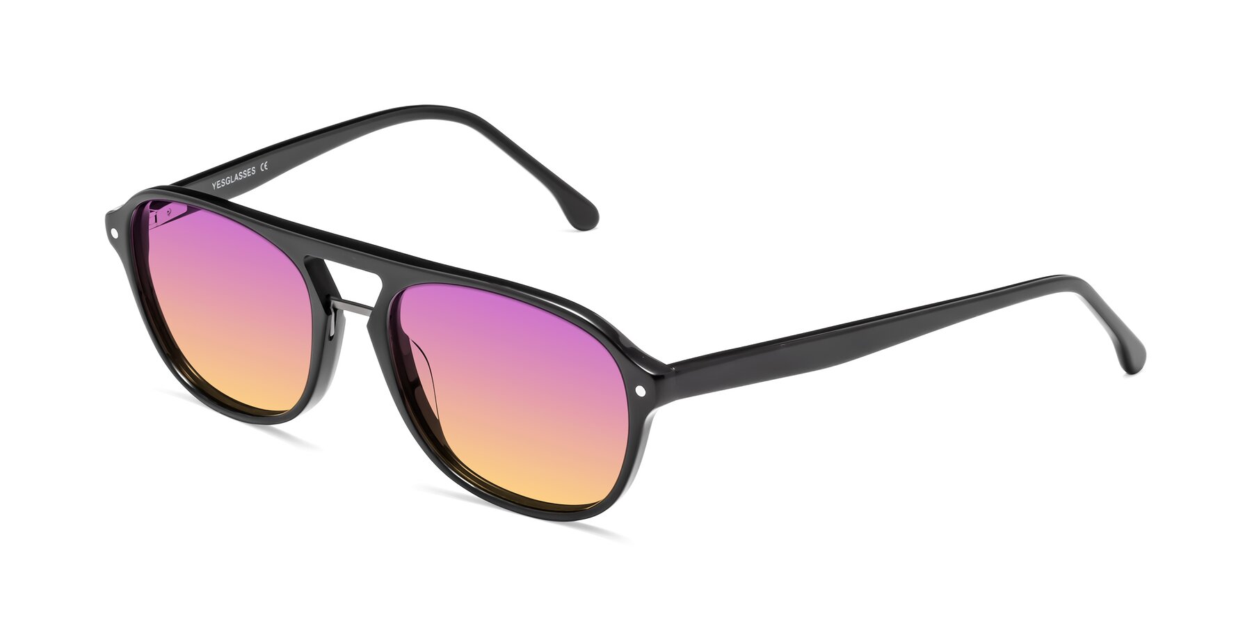 Angle of 17416 in Black with Purple / Yellow Gradient Lenses
