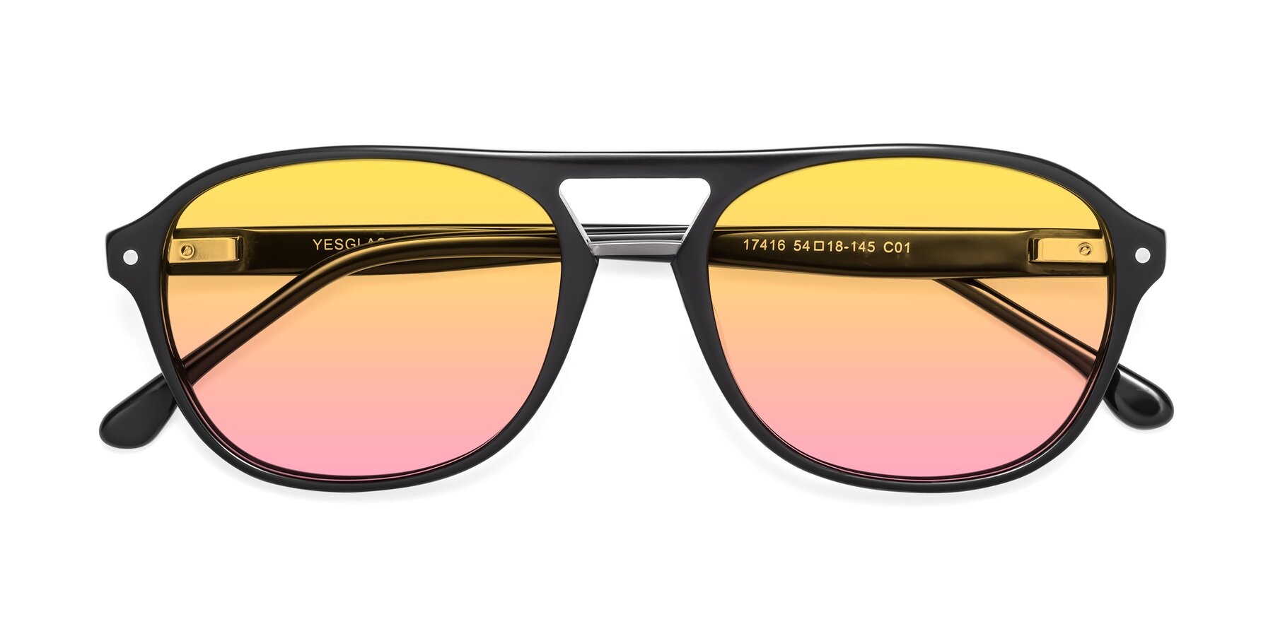 Folded Front of 17416 in Black with Yellow / Pink Gradient Lenses