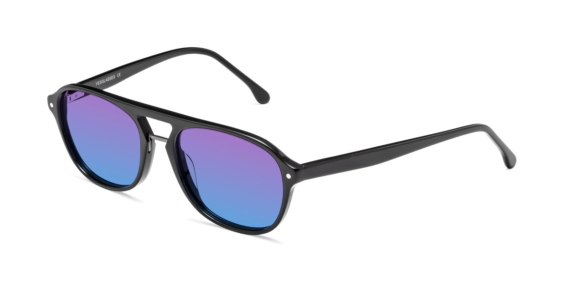 Angle of 17416 in Black with Purple / Blue Gradient Lenses