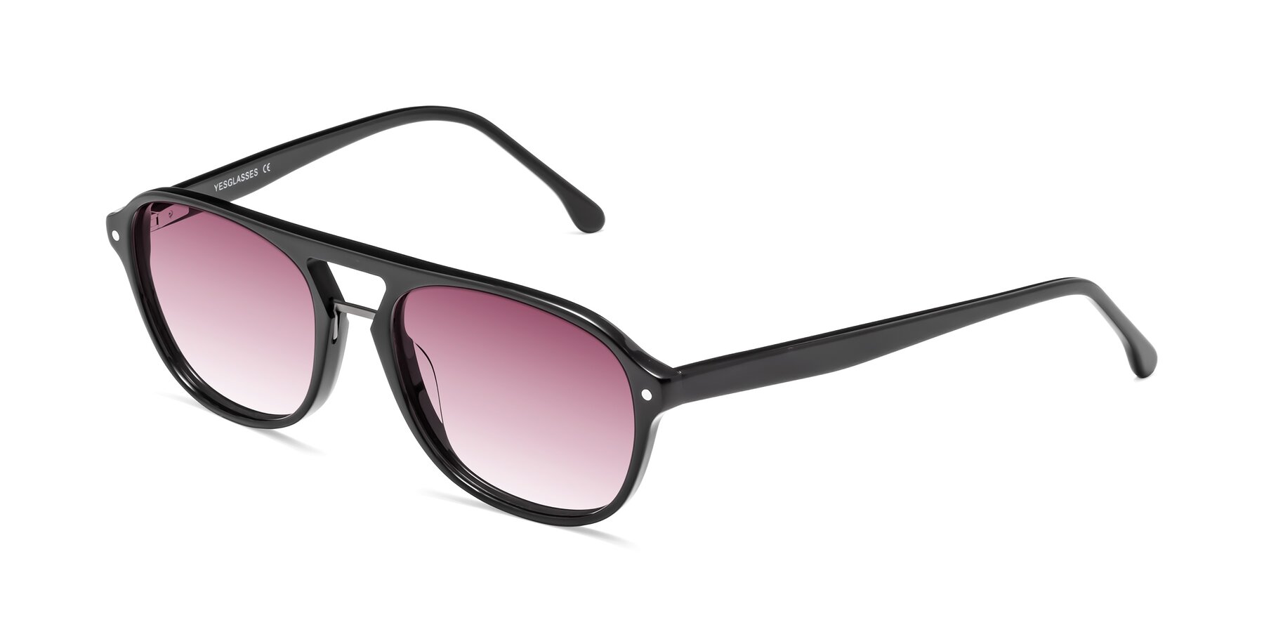 Angle of 17416 in Black with Wine Gradient Lenses