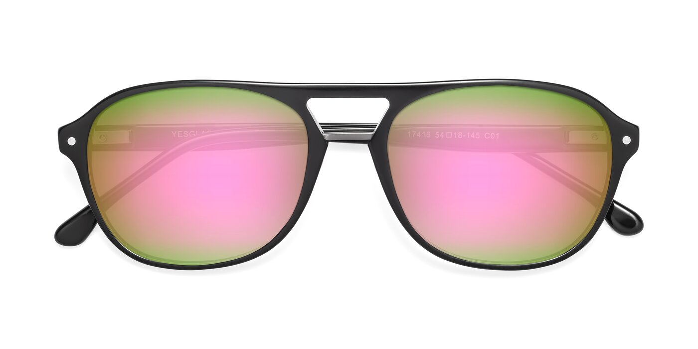17416 - Black Flash Mirrored Sunglasses