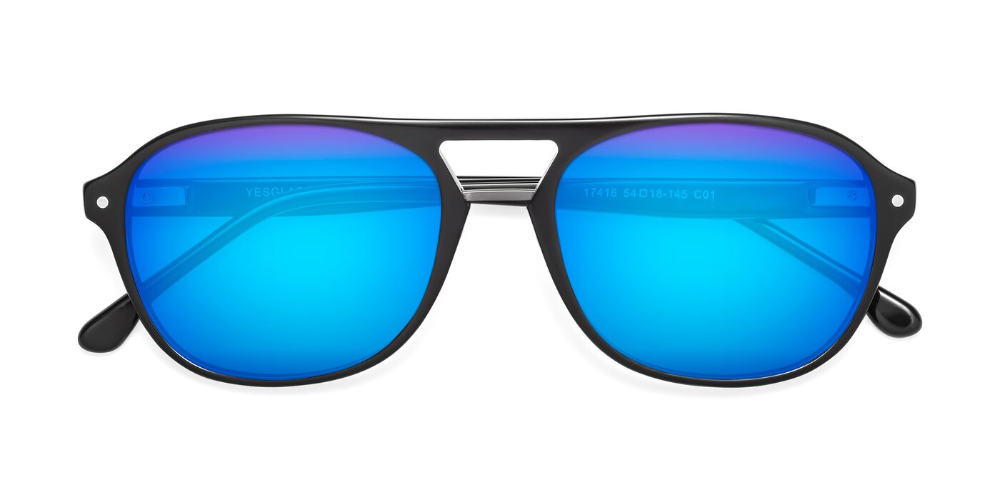 17416 - Black Flash Mirrored Sunglasses