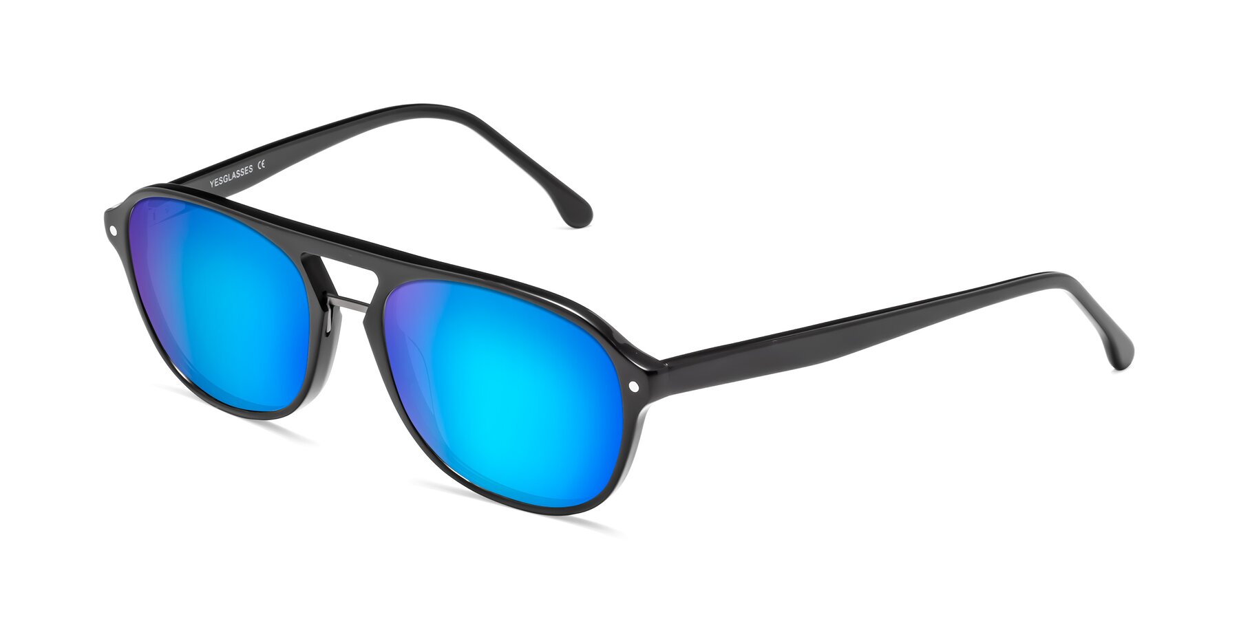 Angle of 17416 in Black with Blue Mirrored Lenses