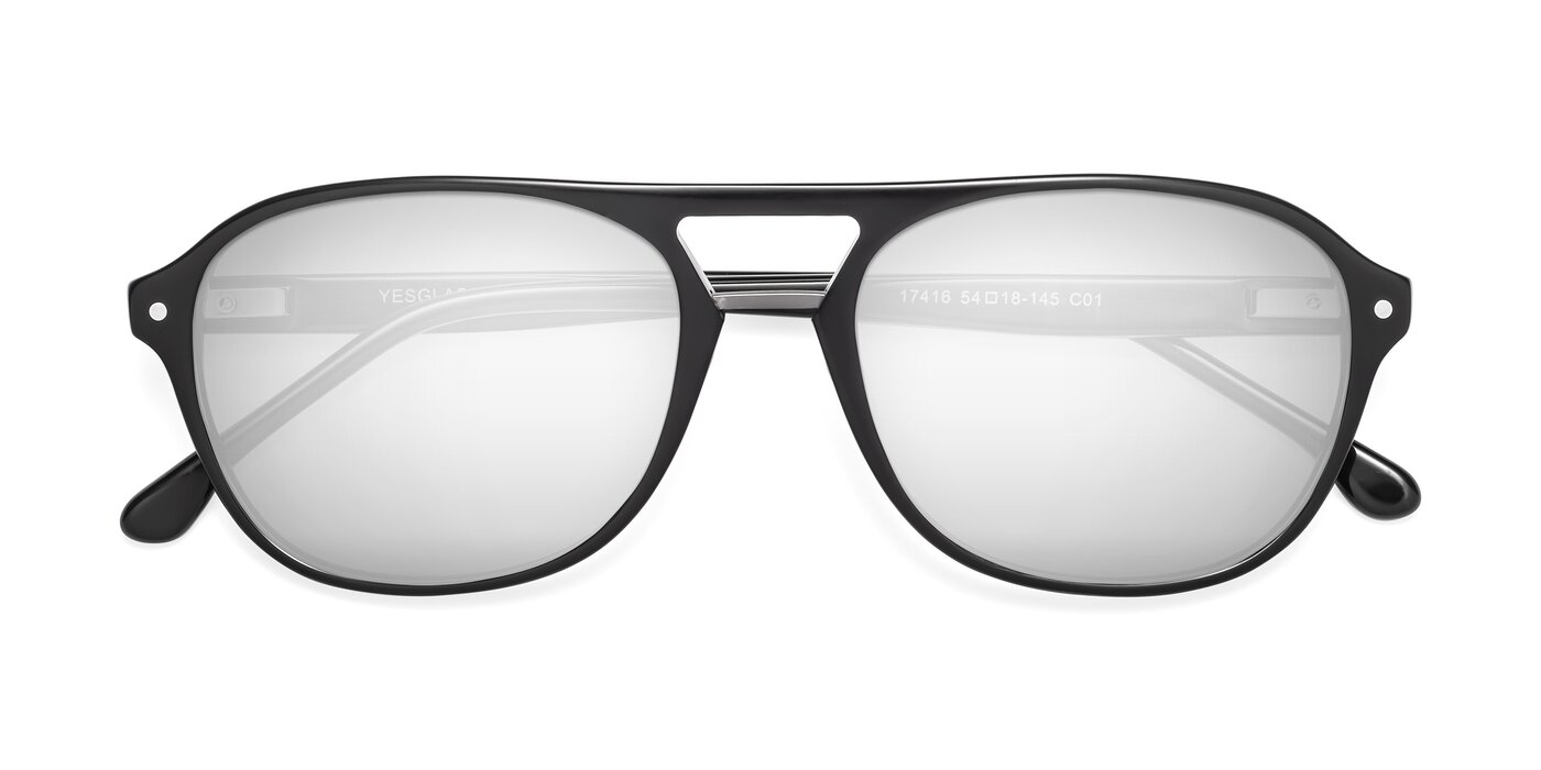 17416 - Black Flash Mirrored Sunglasses