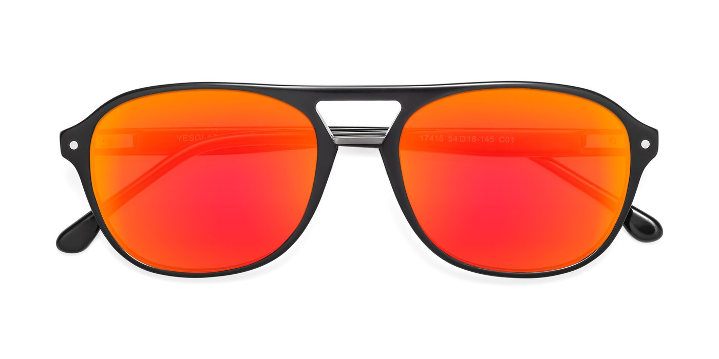 17416 - Black Flash Mirrored Sunglasses