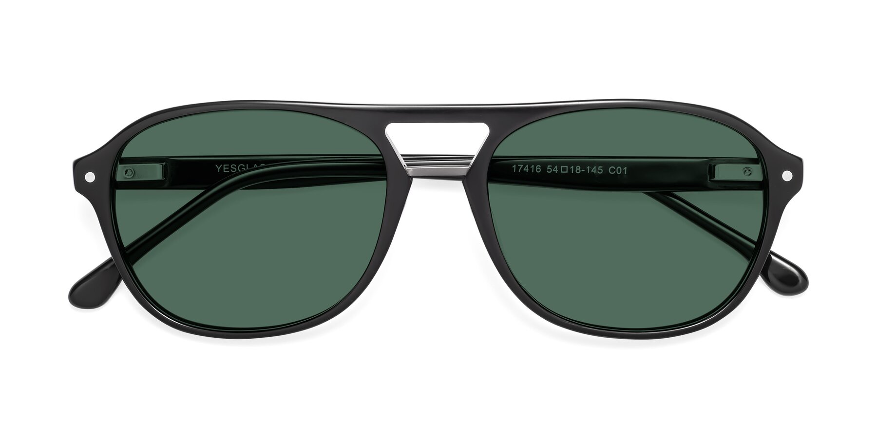 Folded Front of 17416 in Black with Green Polarized Lenses