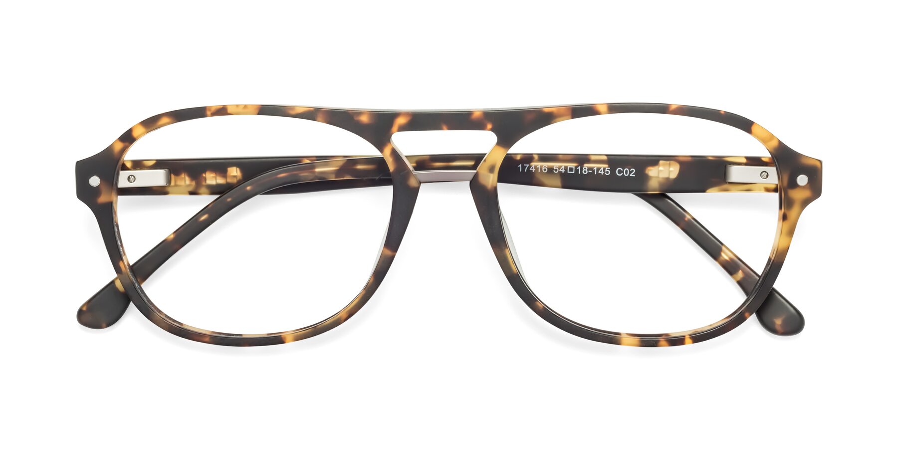 Folded Front of 17416 in Matte Tortoise with Clear Reading Eyeglass Lenses