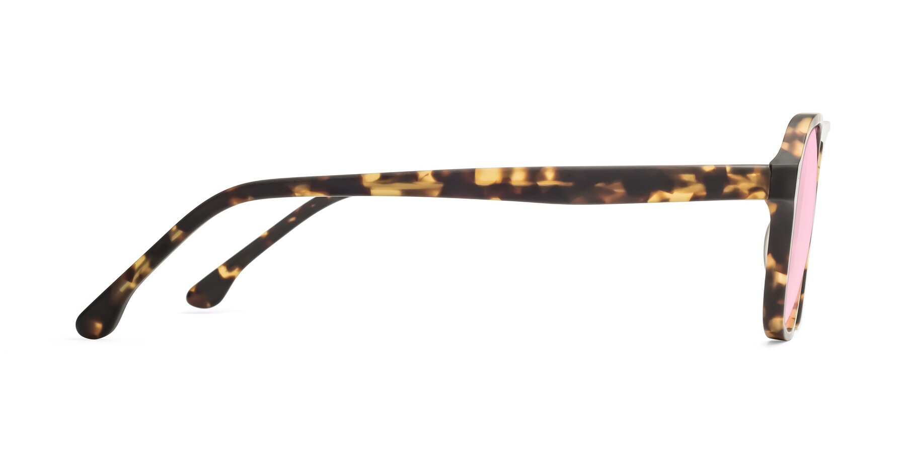 Side of 17416 in Matte Tortoise with Light Pink Tinted Lenses