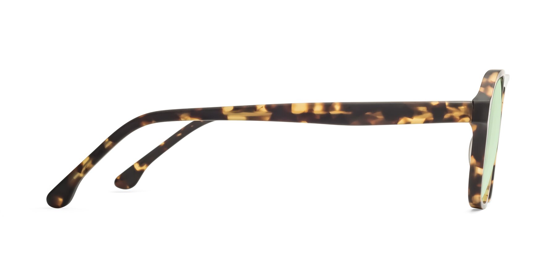 Side of 17416 in Matte Tortoise with Light Green Tinted Lenses