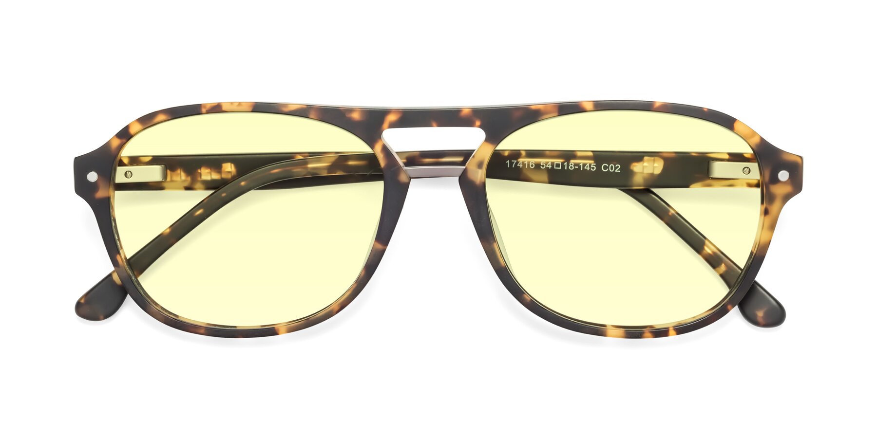 Folded Front of 17416 in Matte Tortoise with Light Yellow Tinted Lenses