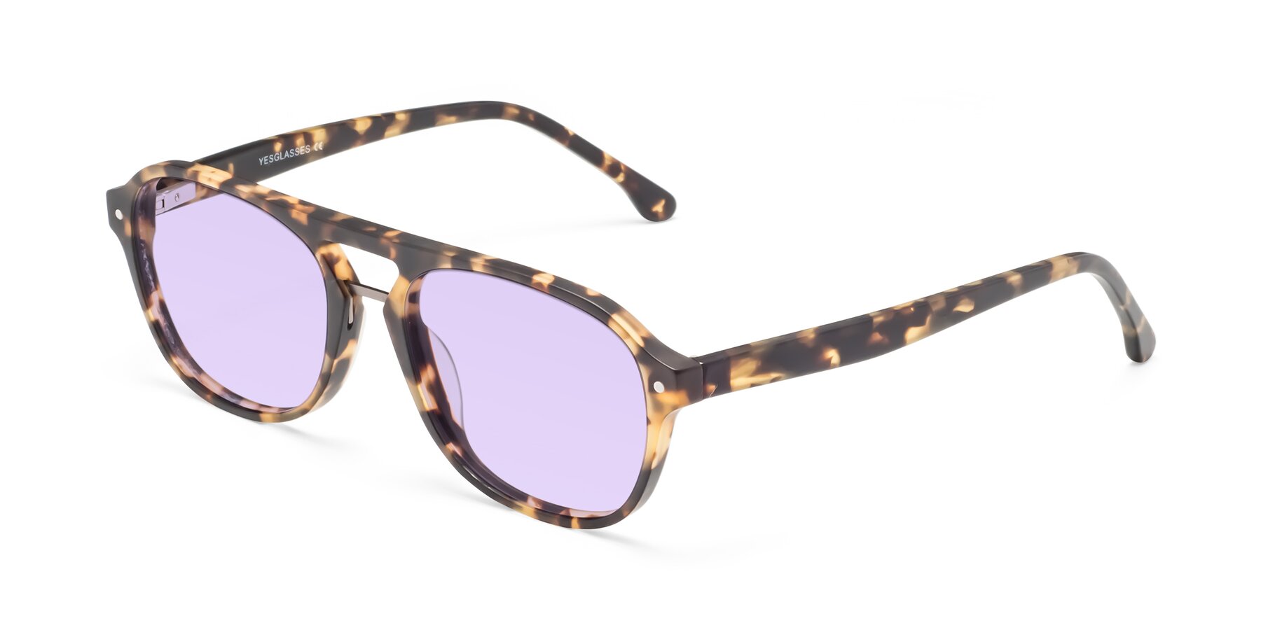 Angle of 17416 in Matte Tortoise with Light Purple Tinted Lenses