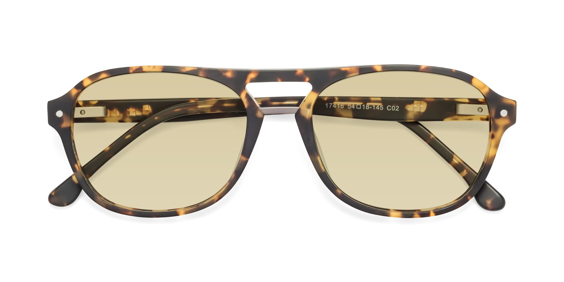 Folded Front of 17416 in Matte Tortoise with Light Champagne Tinted Lenses