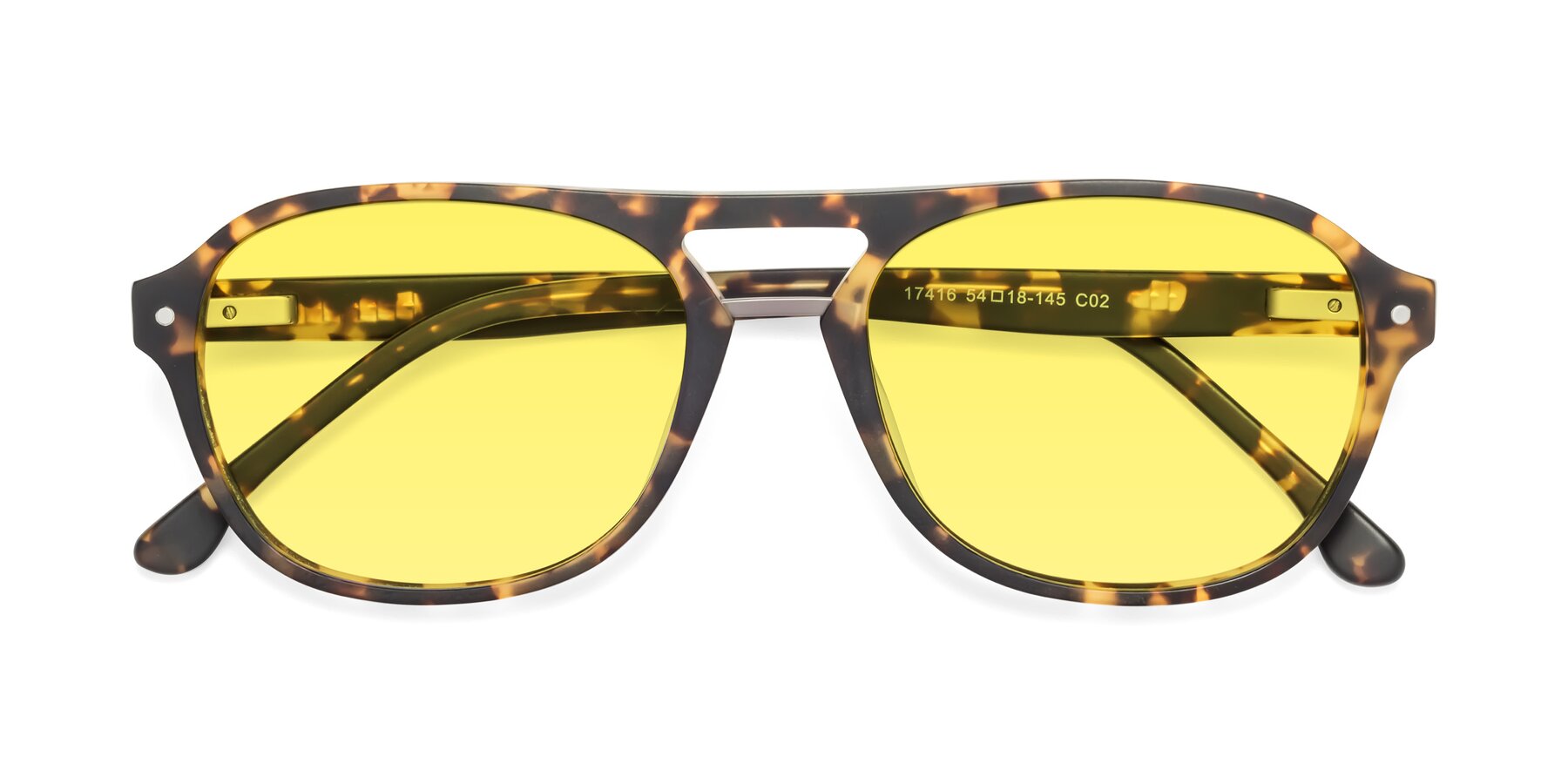 Folded Front of 17416 in Matte Tortoise with Medium Yellow Tinted Lenses
