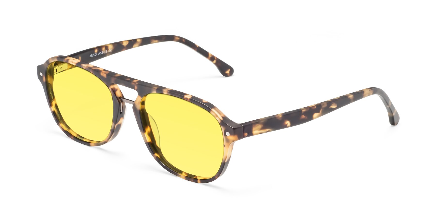 Angle of 17416 in Matte Tortoise with Medium Yellow Tinted Lenses