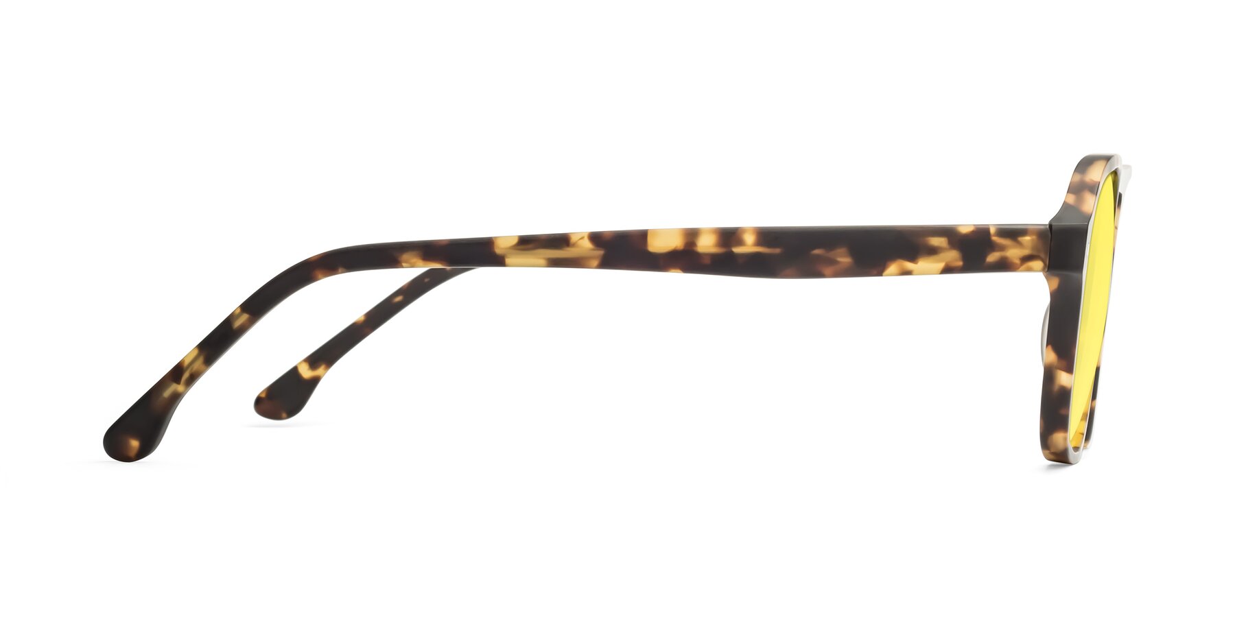 Side of 17416 in Matte Tortoise with Medium Yellow Tinted Lenses
