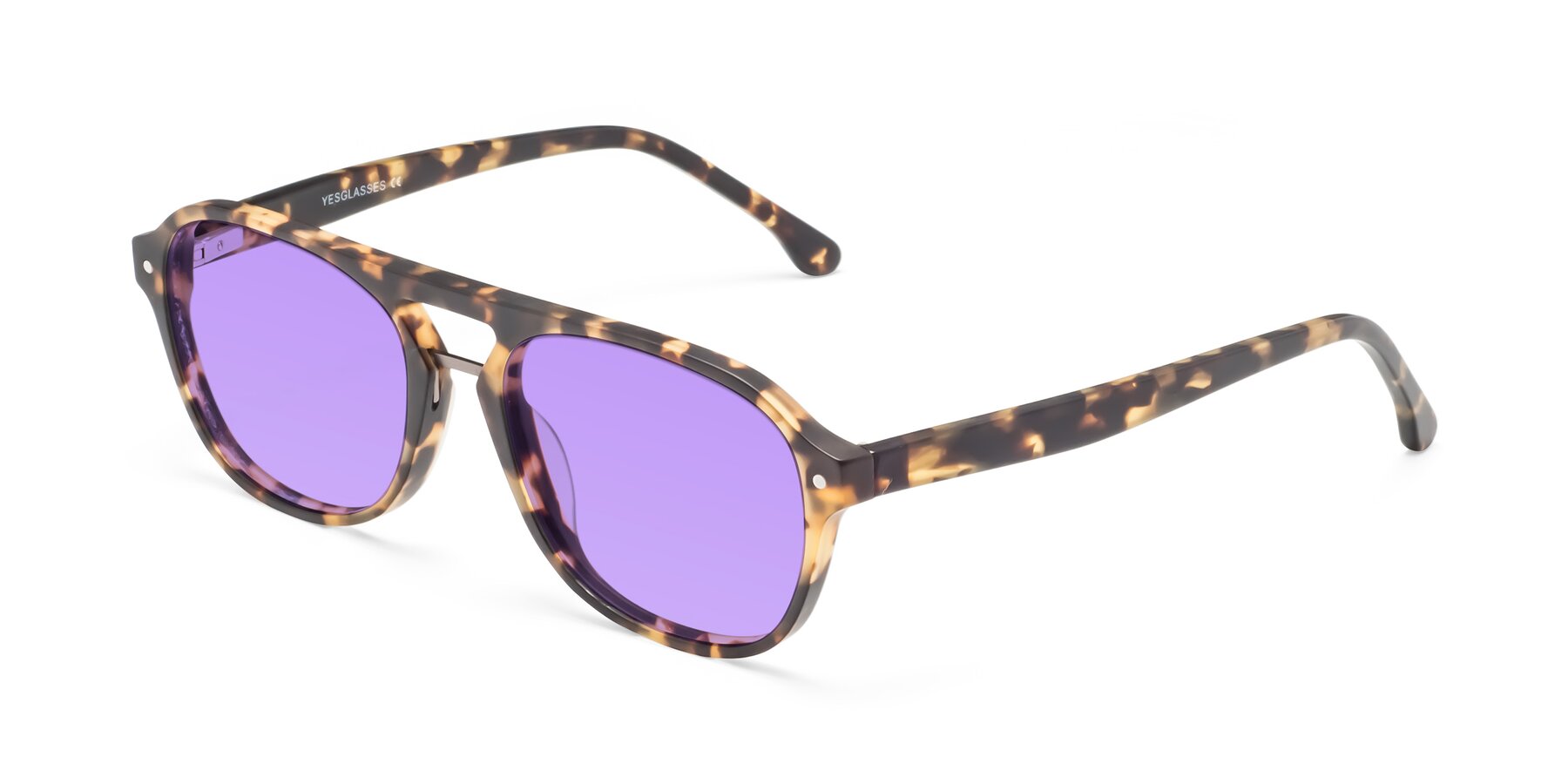 Angle of 17416 in Matte Tortoise with Medium Purple Tinted Lenses