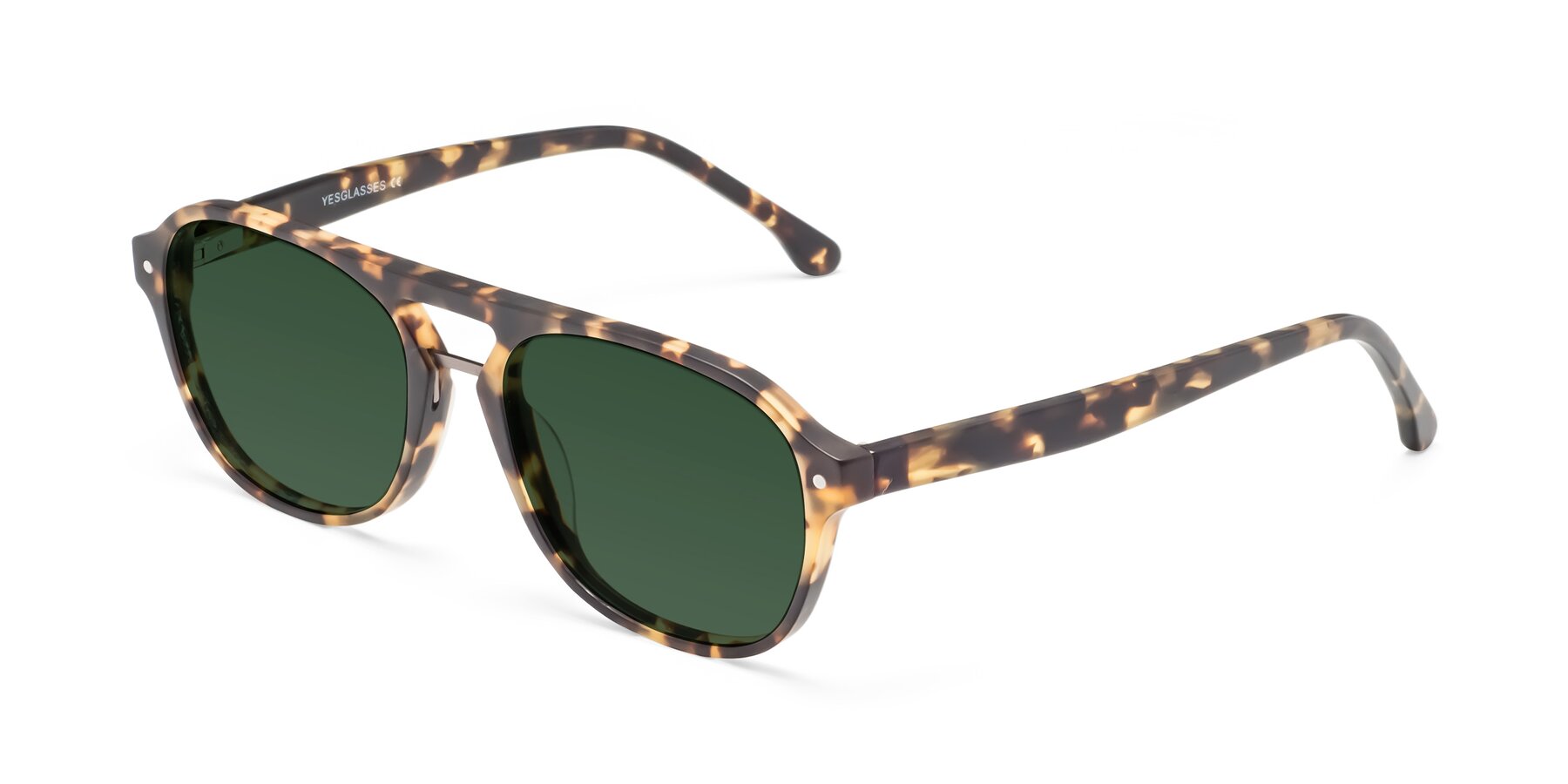 Angle of 17416 in Matte Tortoise with Green Tinted Lenses