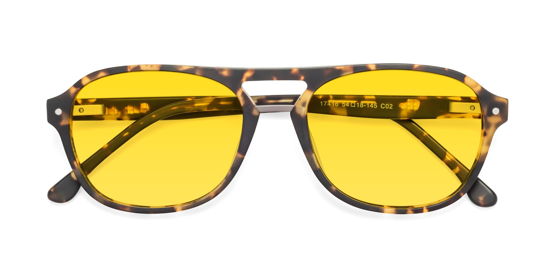 Folded Front of 17416 in Matte Tortoise with Yellow Tinted Lenses
