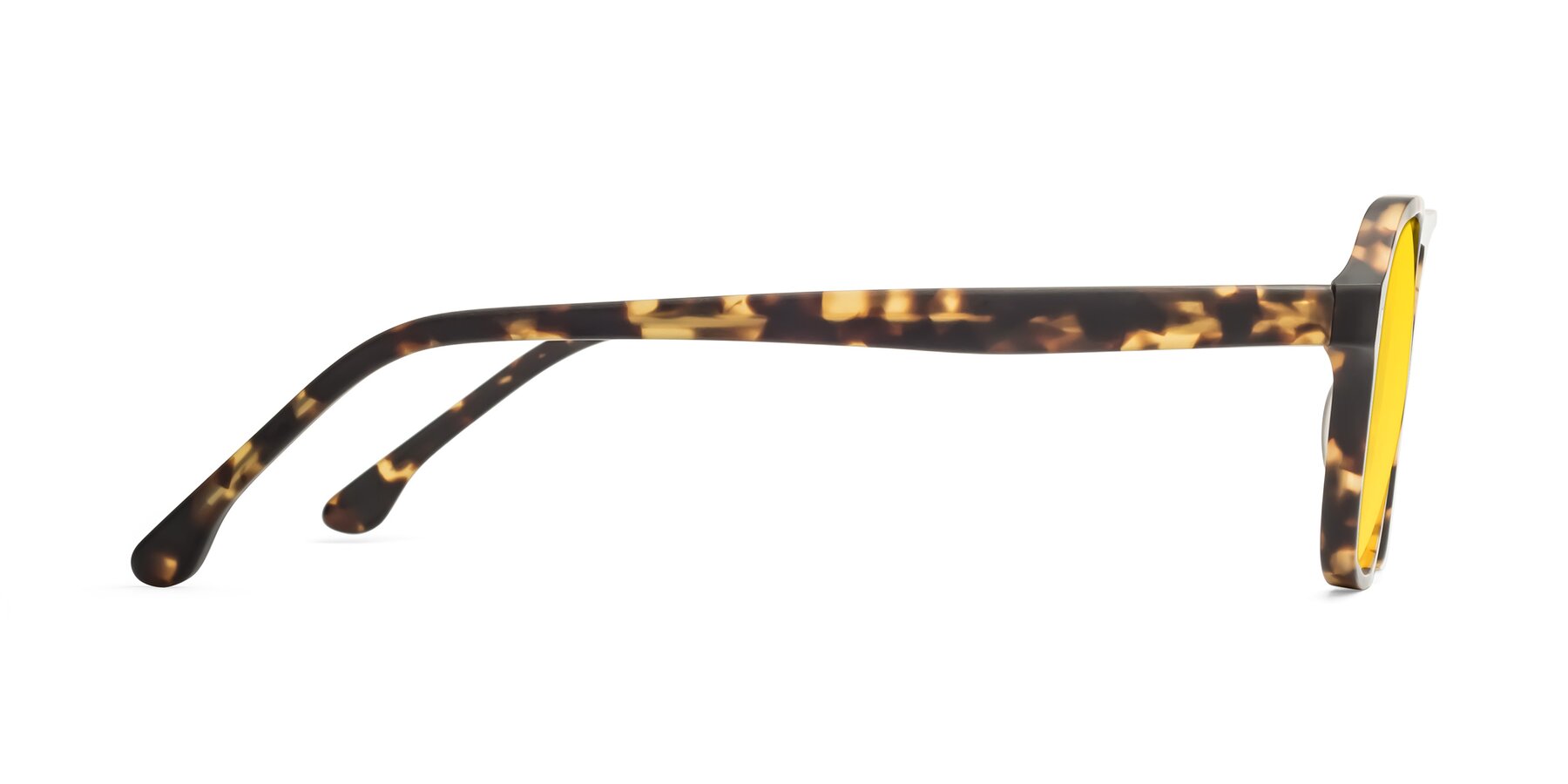 Side of 17416 in Matte Tortoise with Yellow Tinted Lenses