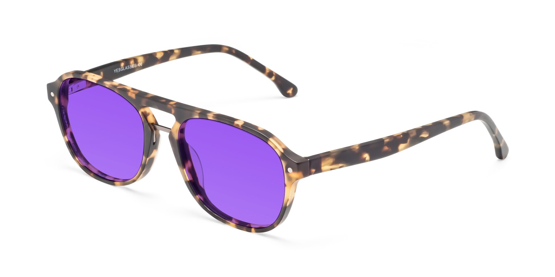 Angle of 17416 in Matte Tortoise with Purple Tinted Lenses