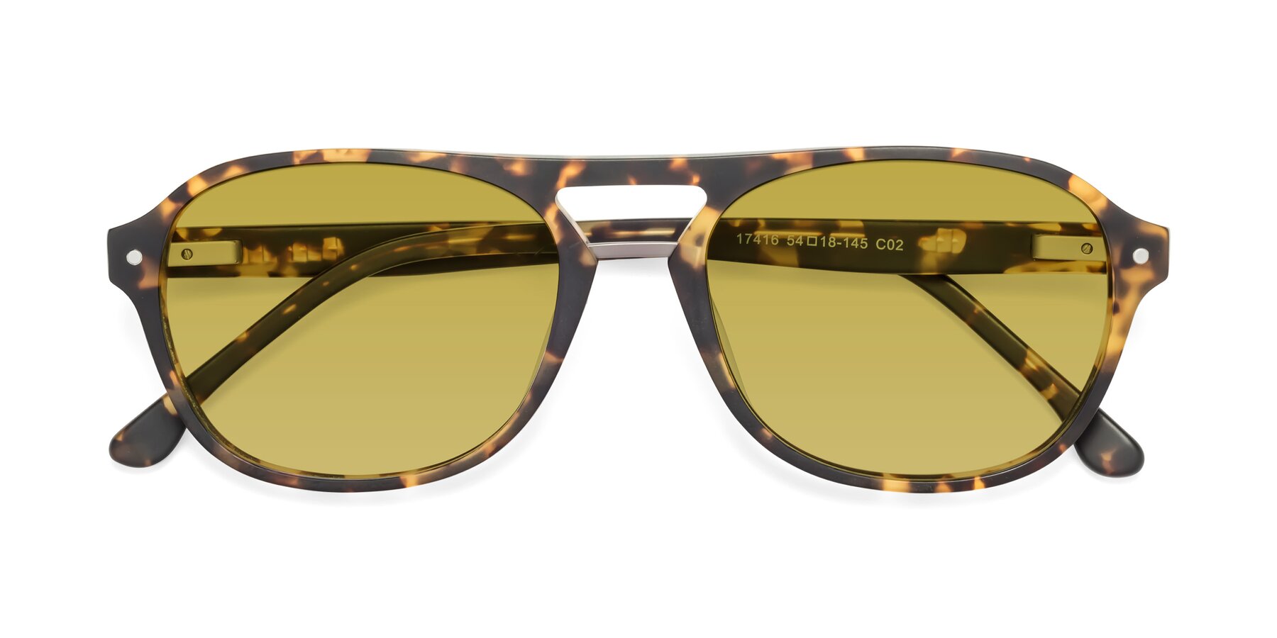 Folded Front of 17416 in Matte Tortoise with Champagne Tinted Lenses