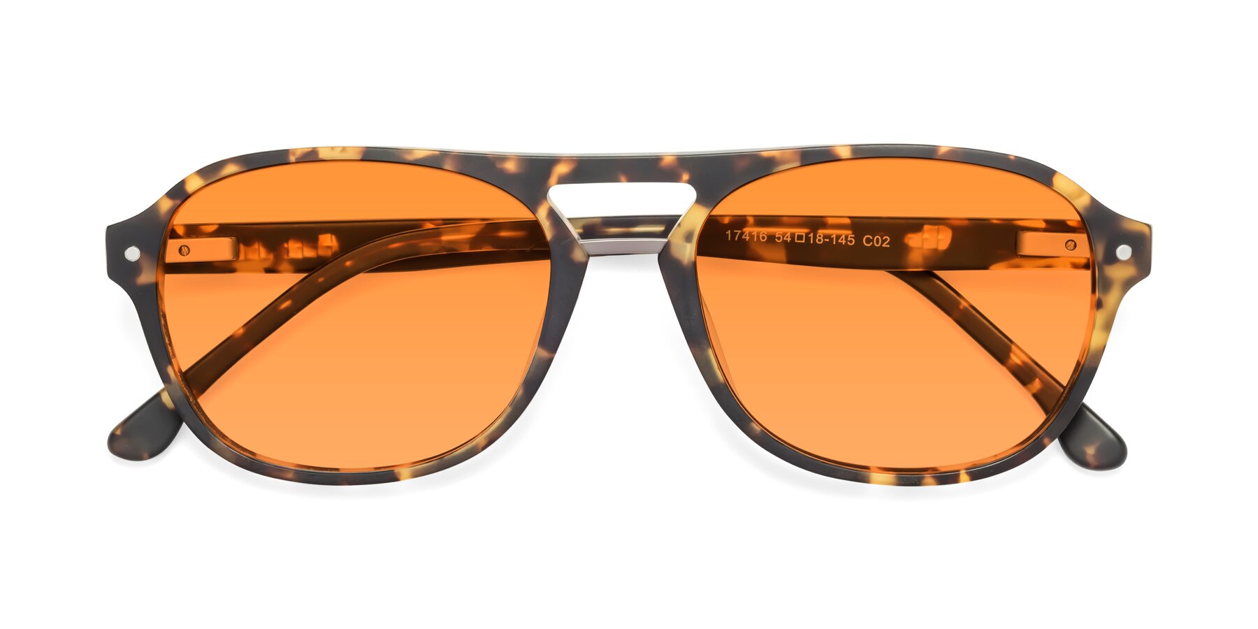 Folded Front of 17416 in Matte Tortoise with Orange Tinted Lenses