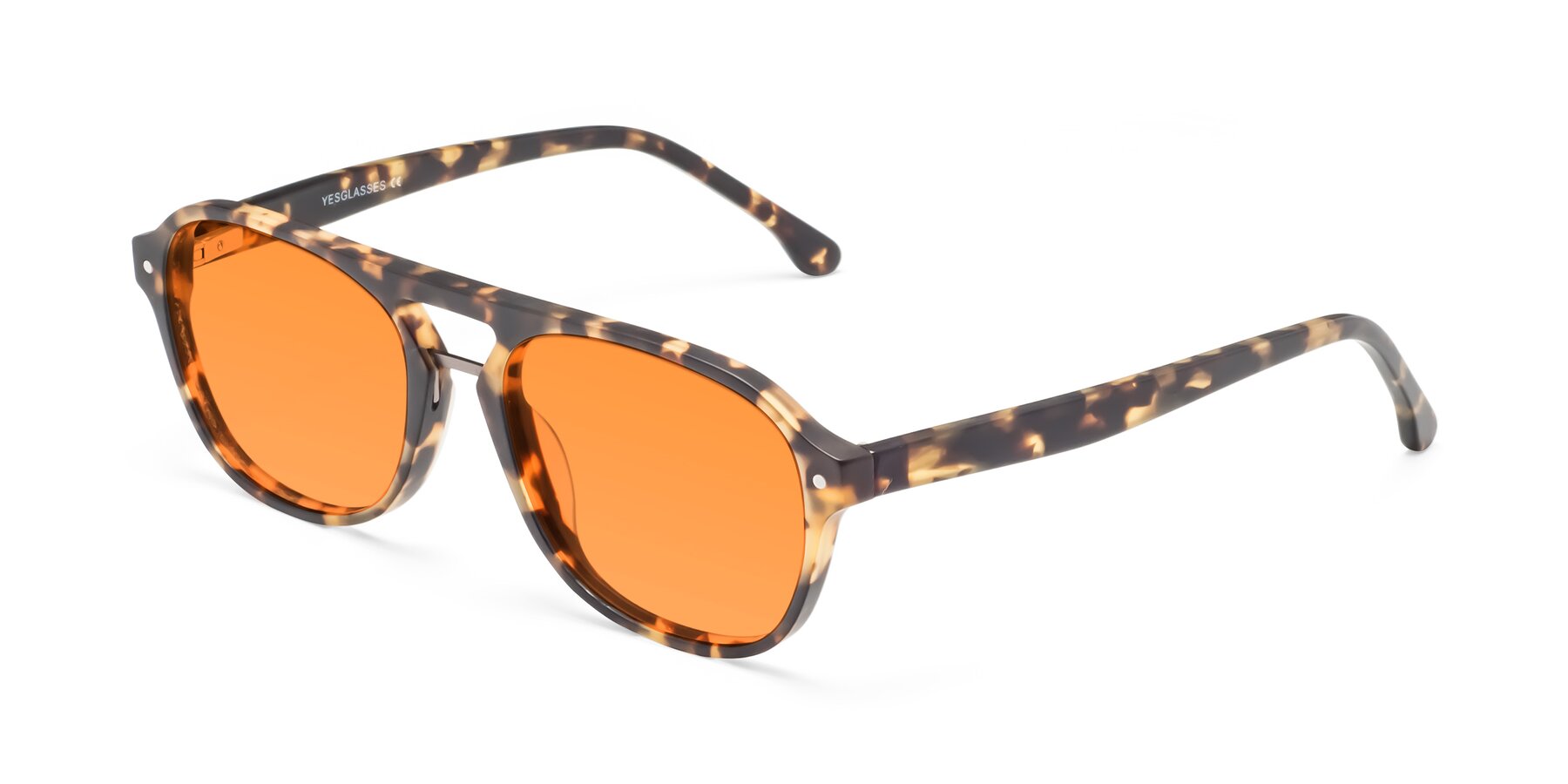 Angle of 17416 in Matte Tortoise with Orange Tinted Lenses