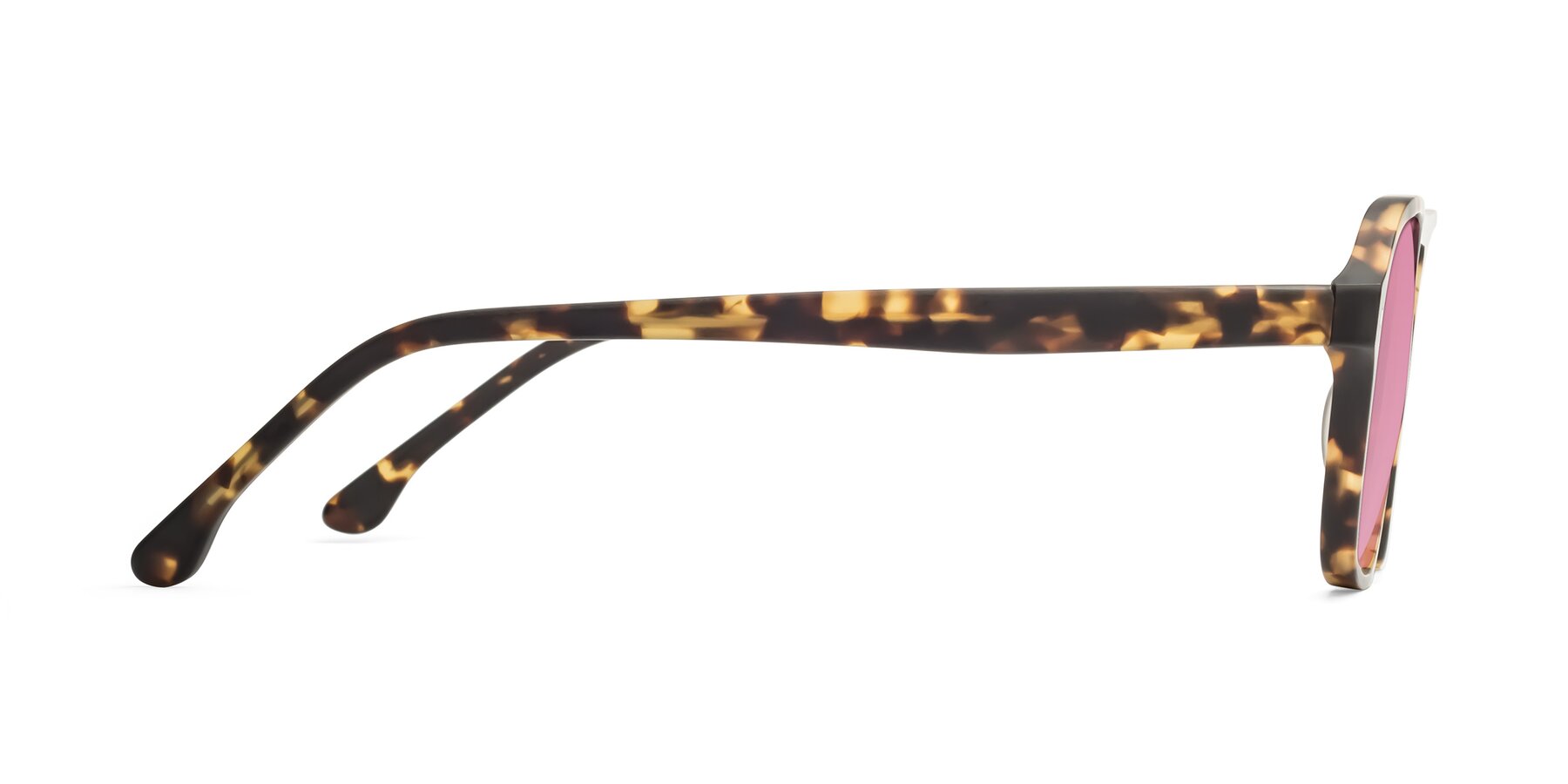 Side of 17416 in Matte Tortoise with Medium Wine Tinted Lenses