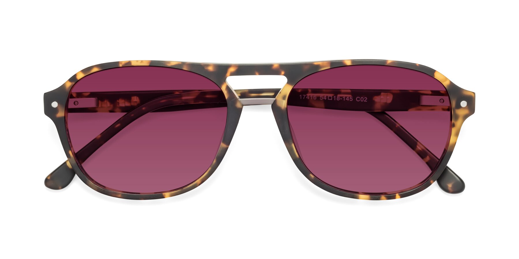 Folded Front of 17416 in Matte Tortoise with Wine Tinted Lenses