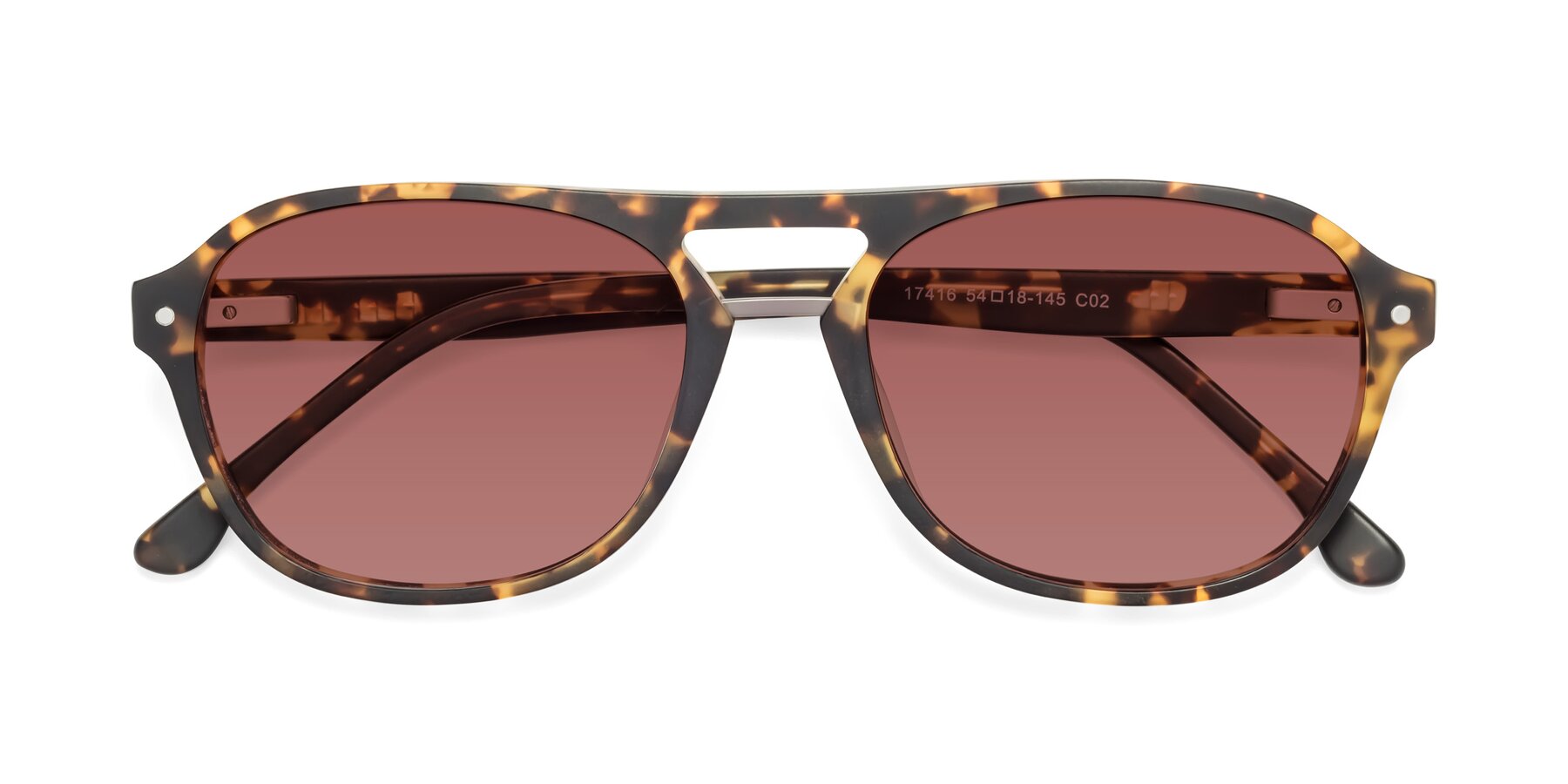 Folded Front of 17416 in Matte Tortoise with Garnet Tinted Lenses