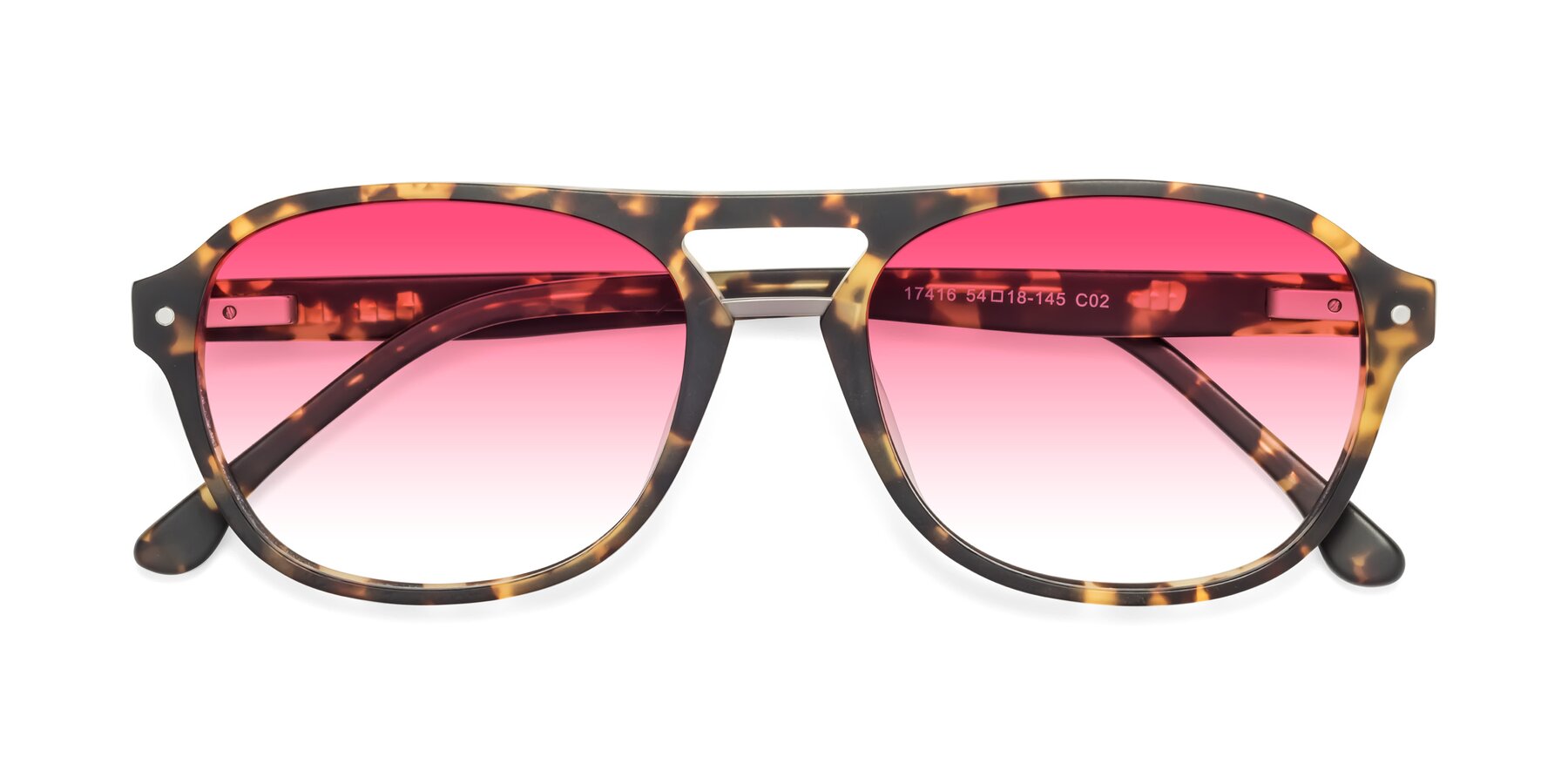 Folded Front of 17416 in Matte Tortoise with Pink Gradient Lenses