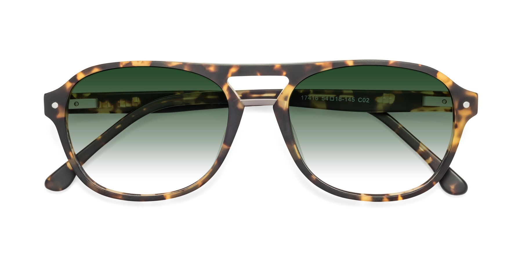 Folded Front of 17416 in Matte Tortoise with Green Gradient Lenses