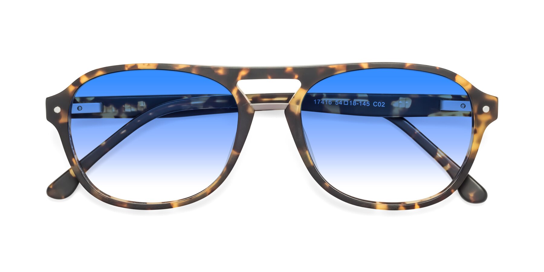 Folded Front of 17416 in Matte Tortoise with Blue Gradient Lenses