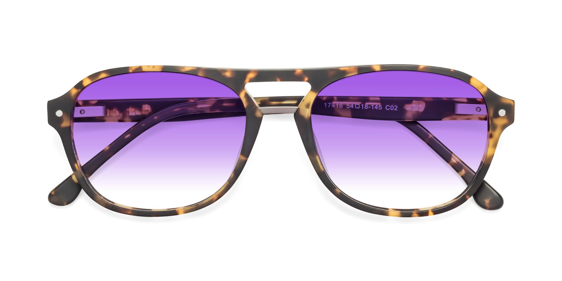 Folded Front of 17416 in Matte Tortoise with Purple Gradient Lenses