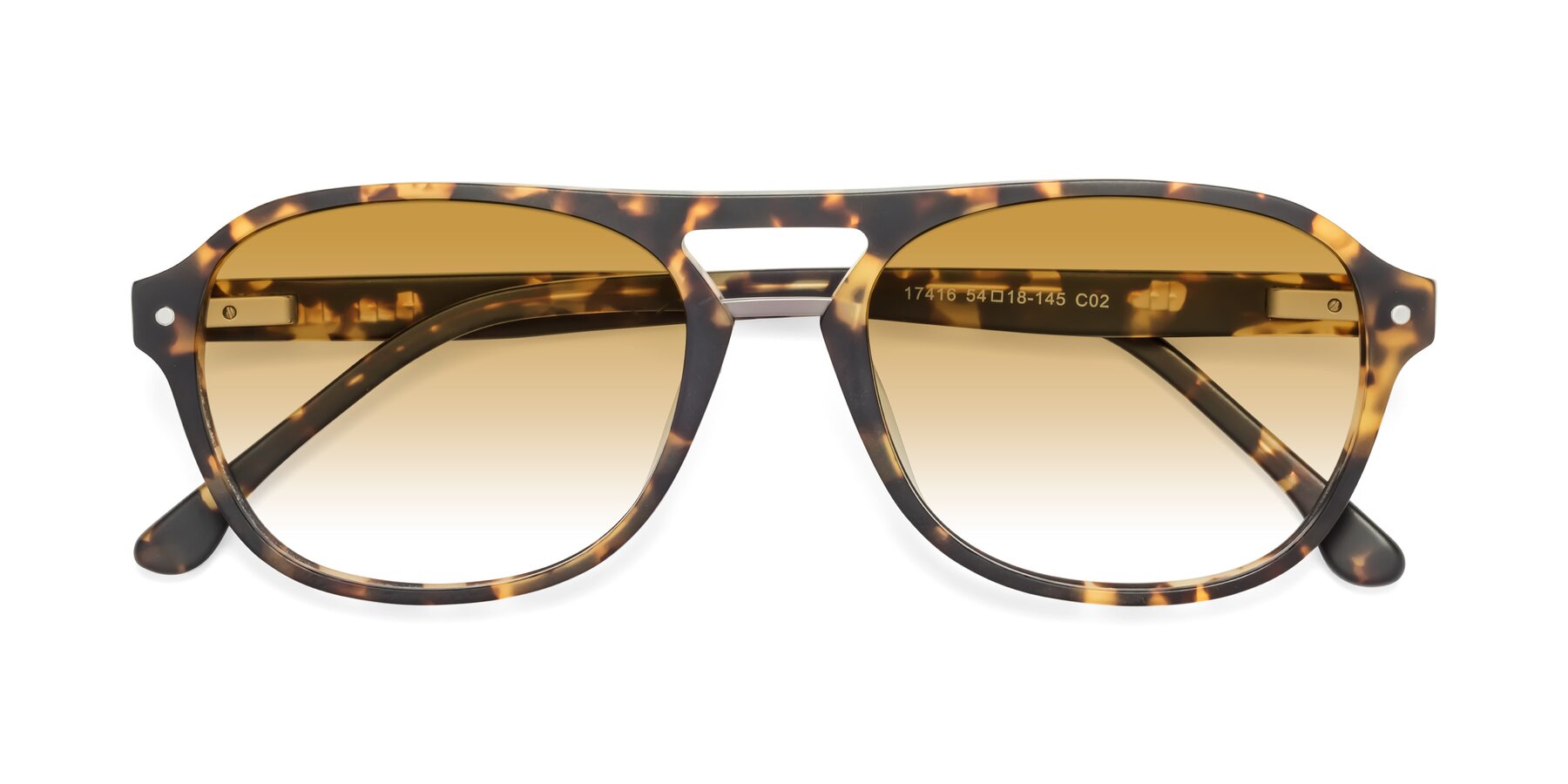 Folded Front of 17416 in Matte Tortoise with Champagne Gradient Lenses