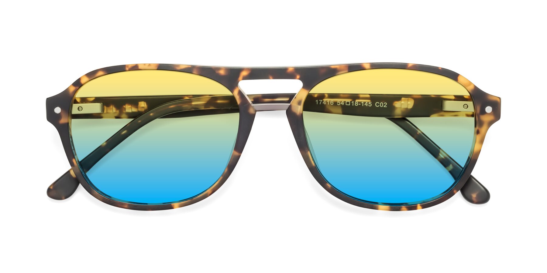 Folded Front of 17416 in Matte Tortoise with Yellow / Blue Gradient Lenses