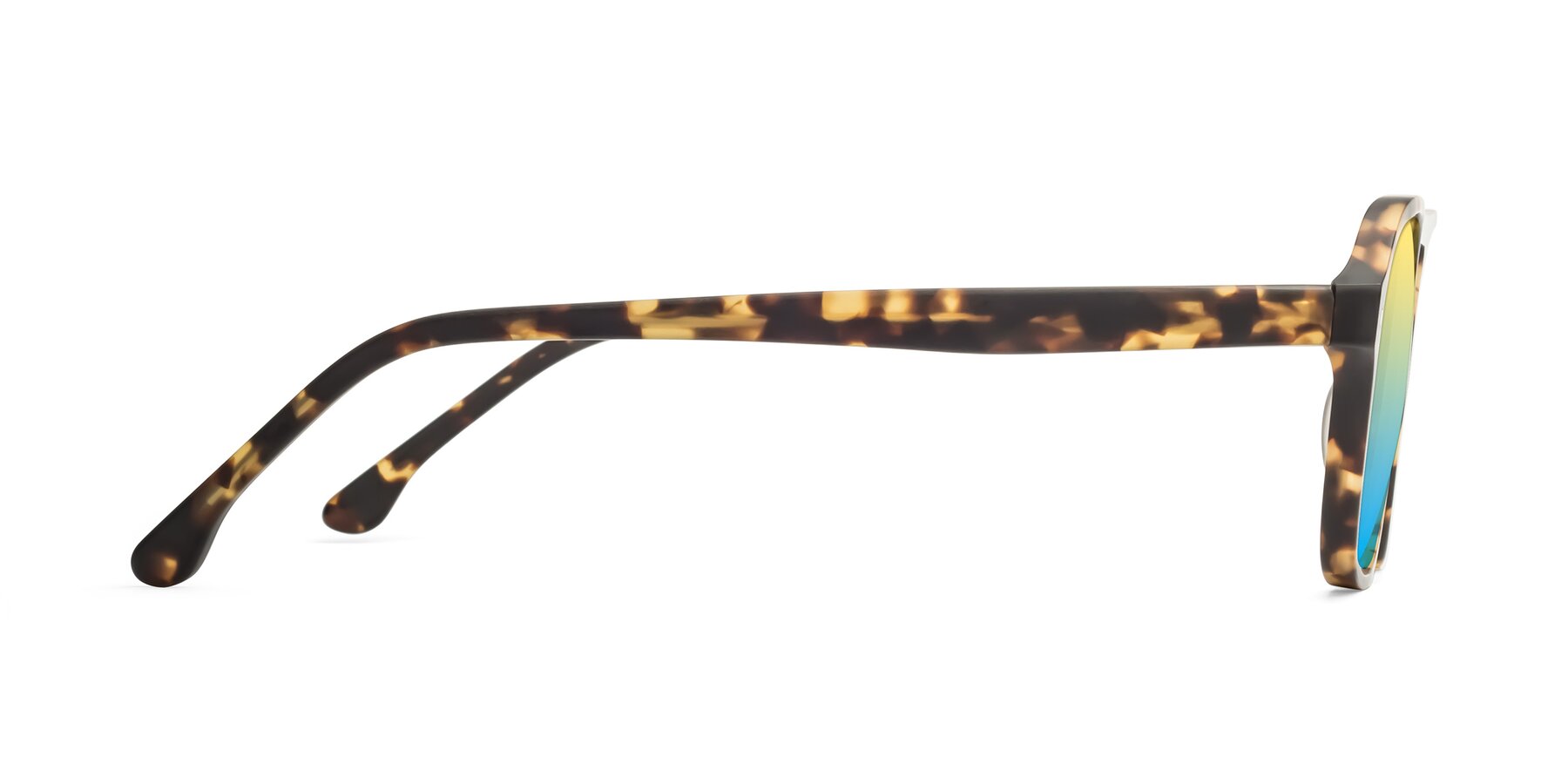Side of 17416 in Matte Tortoise with Yellow / Blue Gradient Lenses