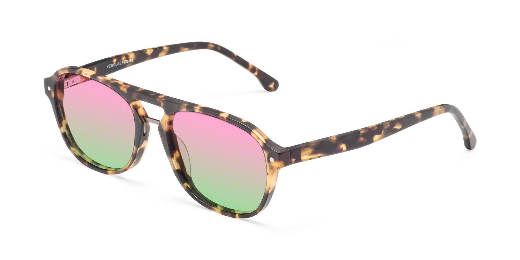 Angle of 17416 in Matte Tortoise with Pink / Green Gradient Lenses